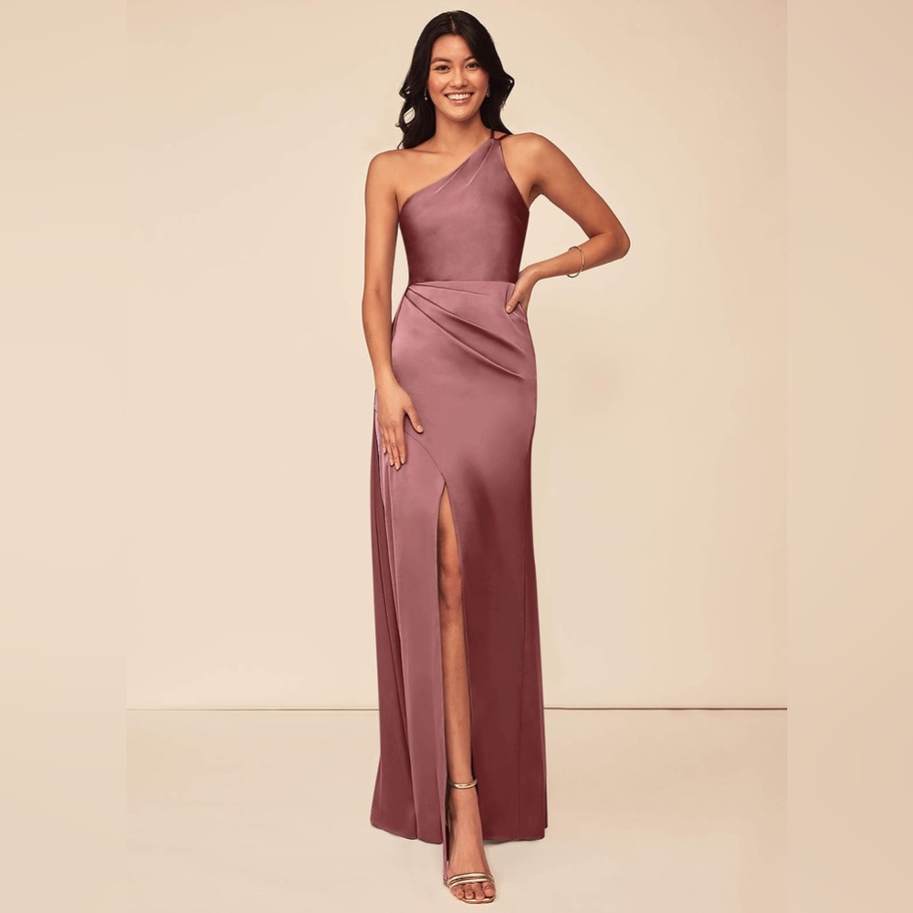 COPY - Azazie Satin Amethyst Maron Dress (Hemmed) - Size 4